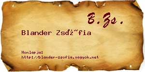 Blander Zsófia névjegykártya